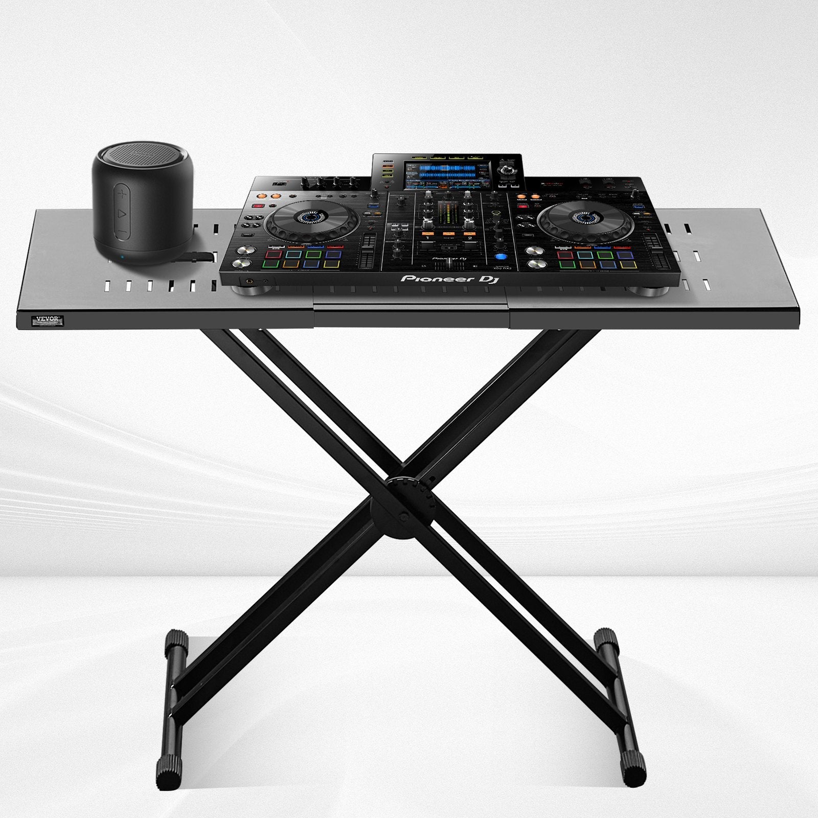 VEVOR Portable DJ Table with Double-X Braced Keyboard Stand Adjustable Height 