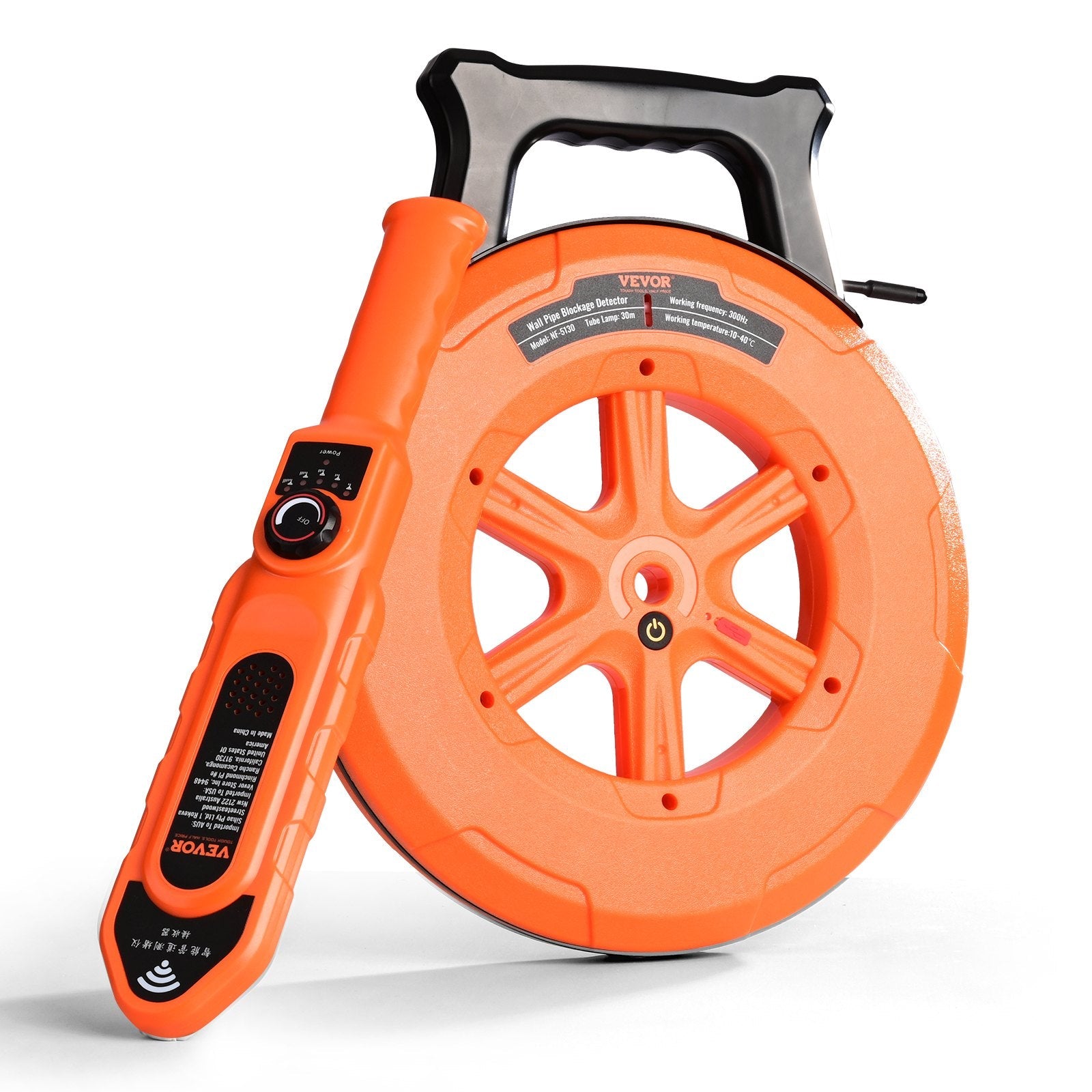 VEVOR Pipe Blockage Detector Locators 100ft/30m Waterproof for PVC Plastic Metal 