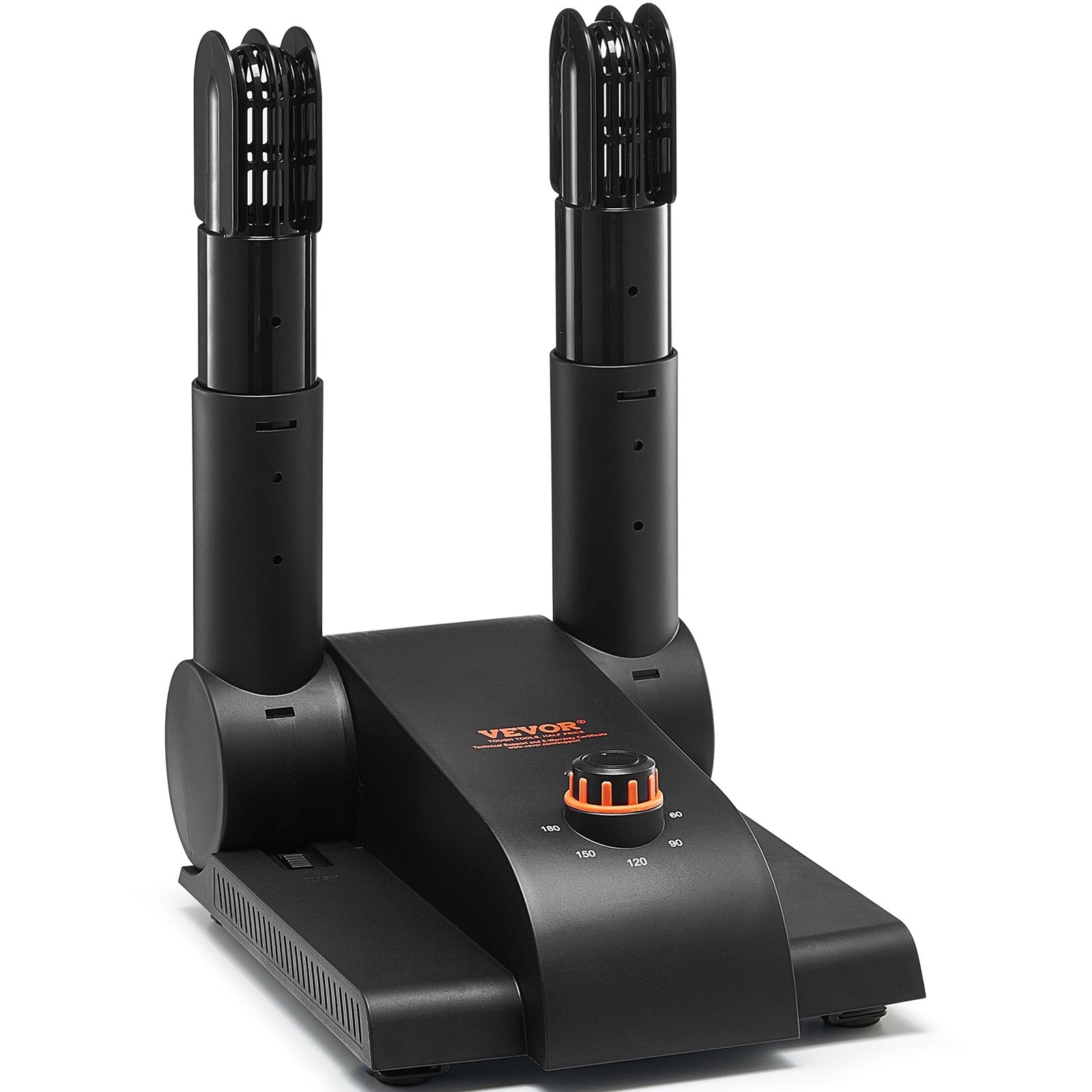 VEVOR 180° Foldable 2-Tube Shoe Dryer Boot Dryer with Heat Blower Black & Orange 