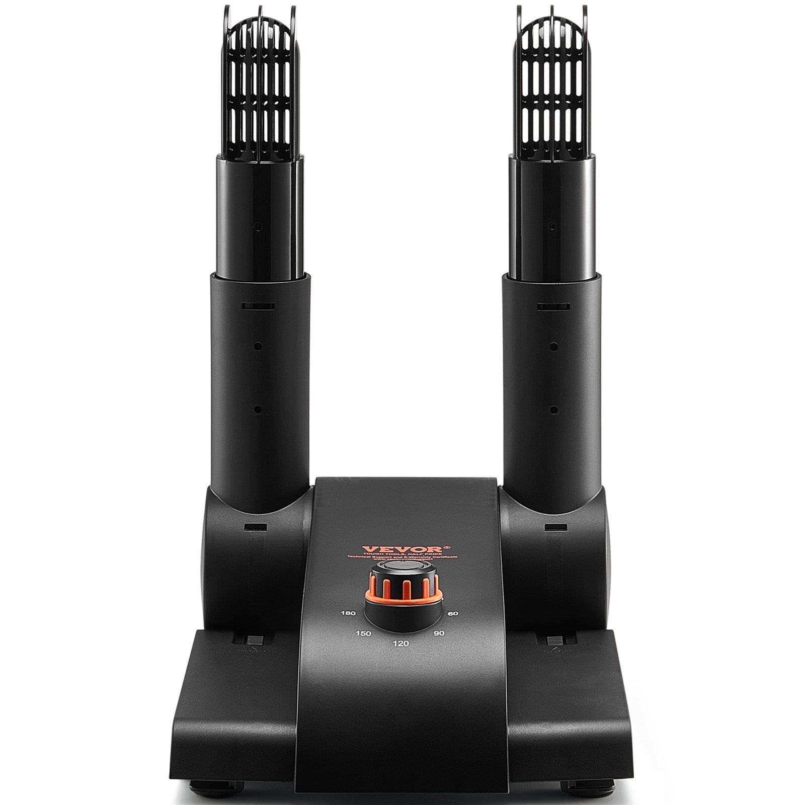 VEVOR 180° Foldable 2-Tube Shoe Dryer Boot Dryer with Heat Blower Black & Orange 