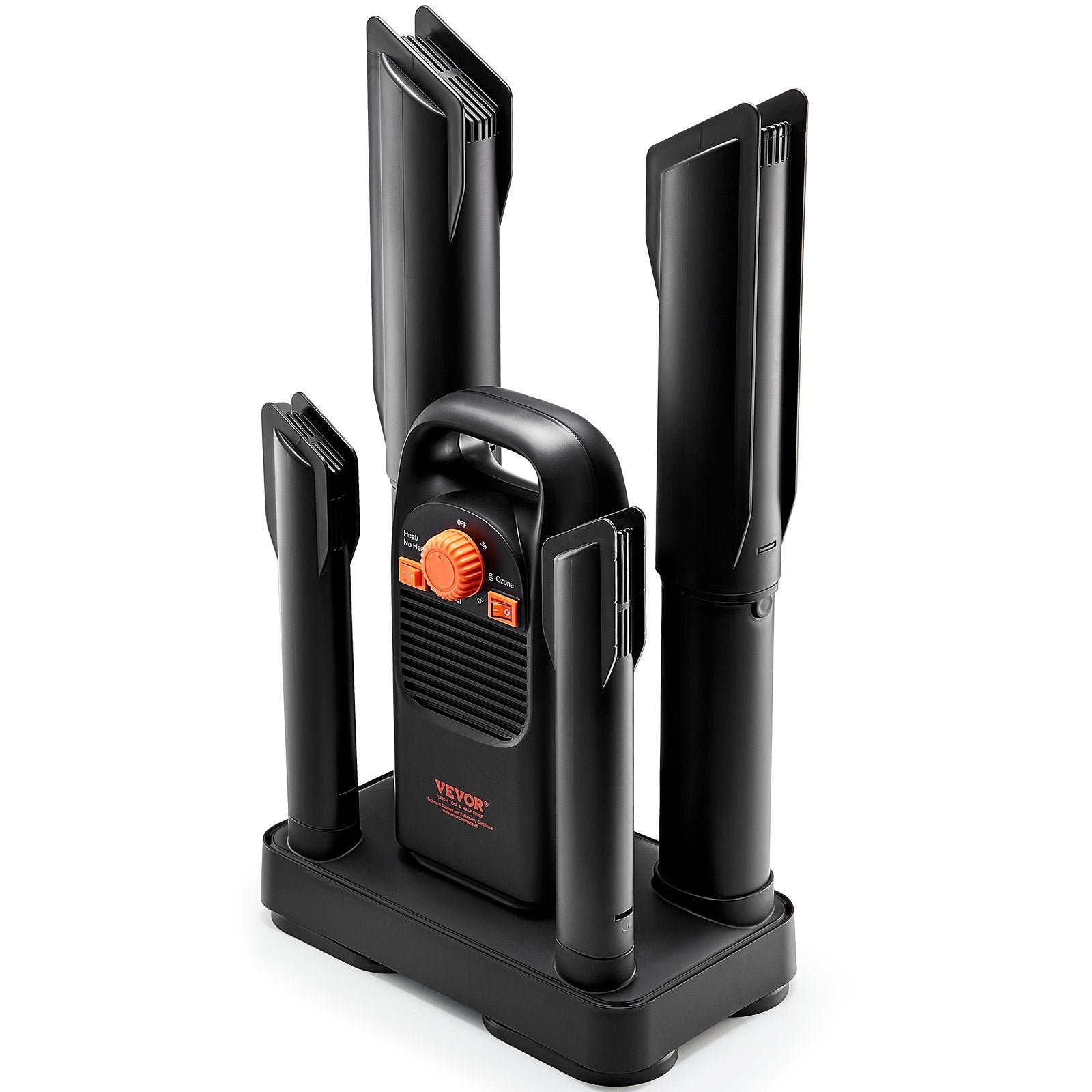 VEVOR Detachable 4-Tube Shoe Dryer with Timer and Quick Drying Black & Orange 