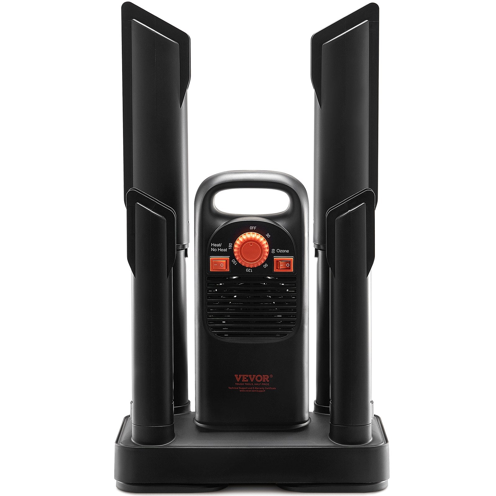 VEVOR Detachable 4-Tube Shoe Dryer with Timer and Quick Drying Black & Orange 