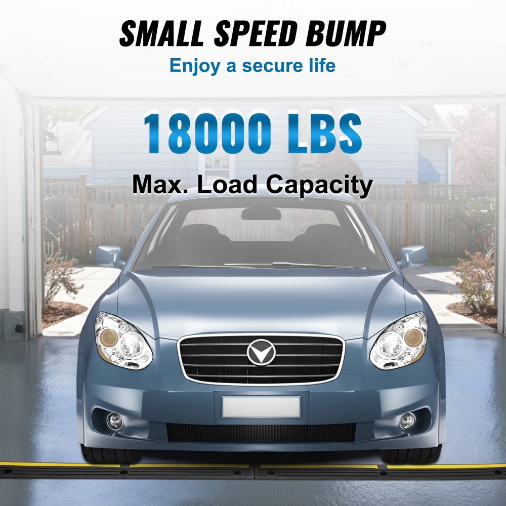 VEVOR 3.28 ft Cable Protector Ramp, 4 Pack of 1 Channel, 18000 lbs/axle Capacity Heavy Duty Rubber Speed Bumps, Floor Cord Cable Protector Wire Cover, for Residential Areas, Private Garages, Gardens 