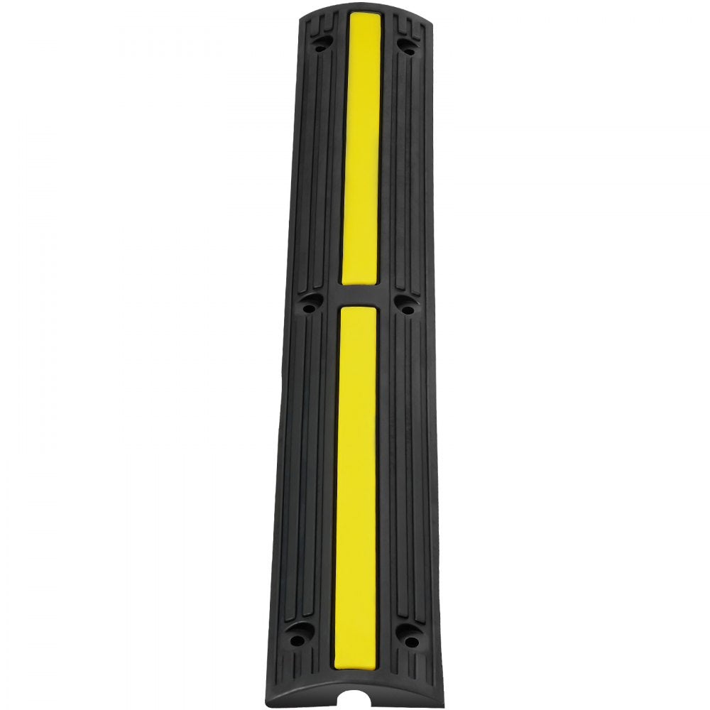 VEVOR 3.28 ft Cable Protector Ramp, 4 Pack of 1 Channel, 18000 lbs/axle Capacity Heavy Duty Rubber Speed Bumps, Floor Cord Cable Protector Wire Cover, for Residential Areas, Private Garages, Gardens 