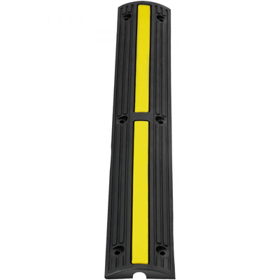 VEVOR 3.28 ft Cable Protector Ramp, 4 Pack of 1 Channel, 18000 lbs/axle Capacity Heavy Duty Rubber Speed Bumps, Floor Cord Cable Protector Wire Cover, for Residential Areas, Private Garages, Gardens 