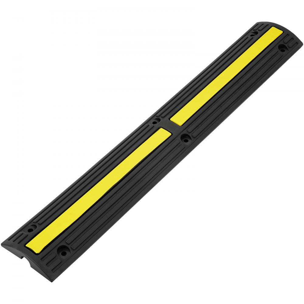 VEVOR 3.28 ft Cable Protector Ramp, 4 Pack of 1 Channel, 18000 lbs/axle Capacity Heavy Duty Rubber Speed Bumps, Floor Cord Cable Protector Wire Cover, for Residential Areas, Private Garages, Gardens 