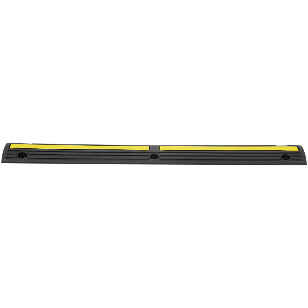 VEVOR 3.28 ft Cable Protector Ramp, 4 Pack of 1 Channel, 18000 lbs/axle Capacity Heavy Duty Rubber Speed Bumps, Floor Cord Cable Protector Wire Cover, for Residential Areas, Private Garages, Gardens 