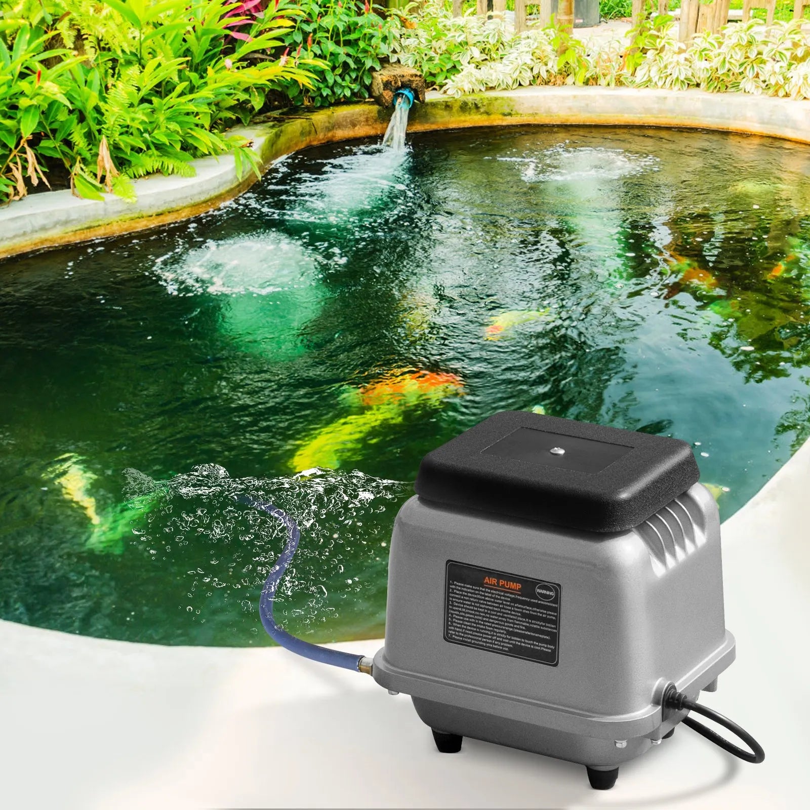 VEVOR Linear Air Pump, 90 L/Min Air Flow Septic Aerator Pump, Aeration System for 1/4 Acre 10 FT Deep Ponds, Water Gardens, Waste Treatments, Septic Tanks, Aquariums, Seafood Restaurants, Fish Farms