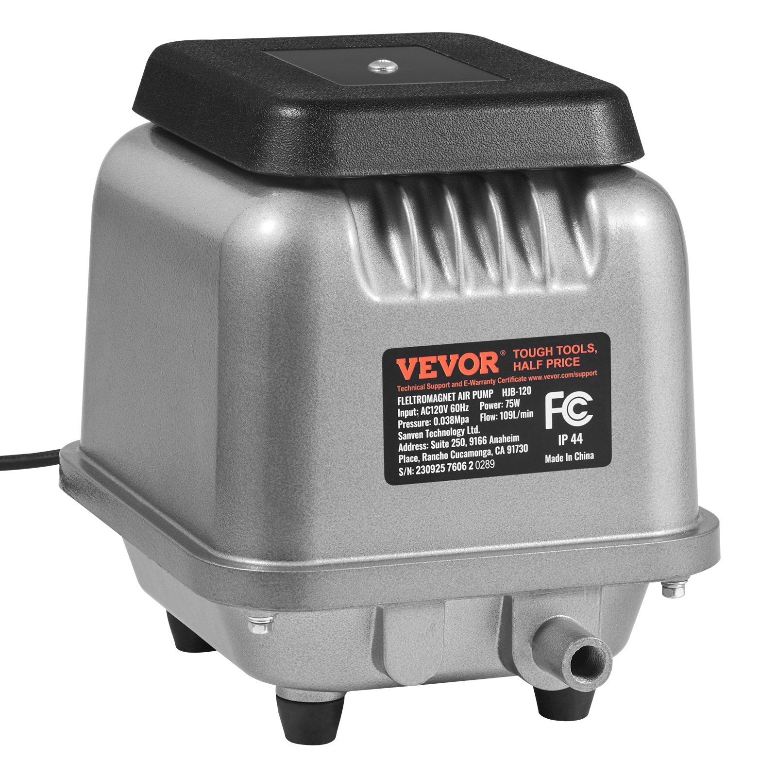 VEVOR Linear Air Pump, 109L/Min Air Flow Septic Aerator Pump, Aeration System for 1/2 Acre 10FT Deep Ponds, Water Gardens, Waste Treatments, Septic Tanks, Aquariums, Seafood Restaurants, Fish Farms 