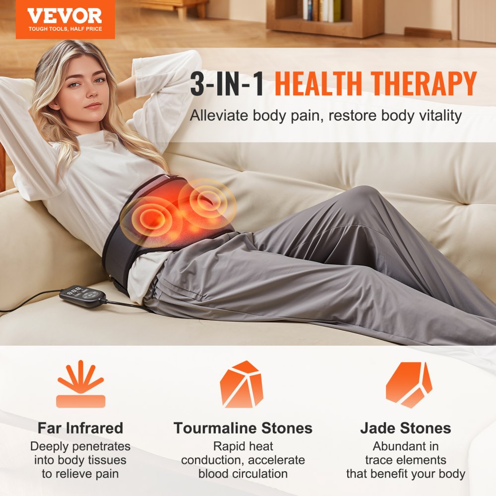 VEVOR Far Infrared Heating Pad 10 Natural Jade & 10 Tourmaline Stone Heating Pad 