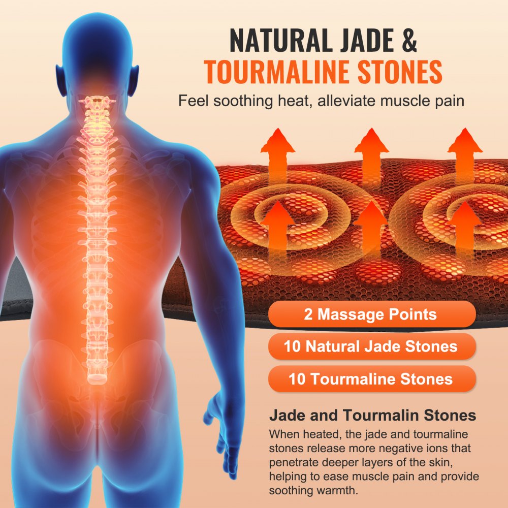 VEVOR Far Infrared Heating Pad 10 Natural Jade & 10 Tourmaline Stone Heating Pad 