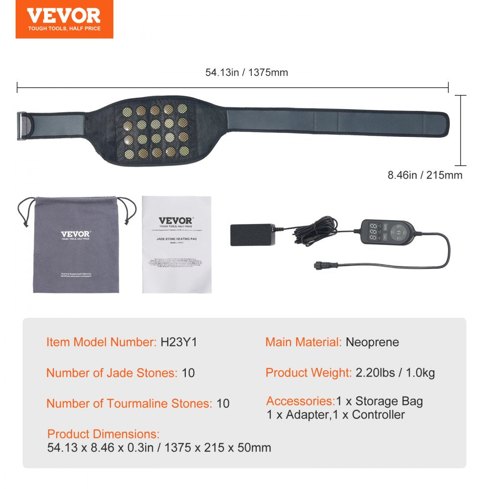 VEVOR Far Infrared Heating Pad 10 Natural Jade & 10 Tourmaline Stone Heating Pad 