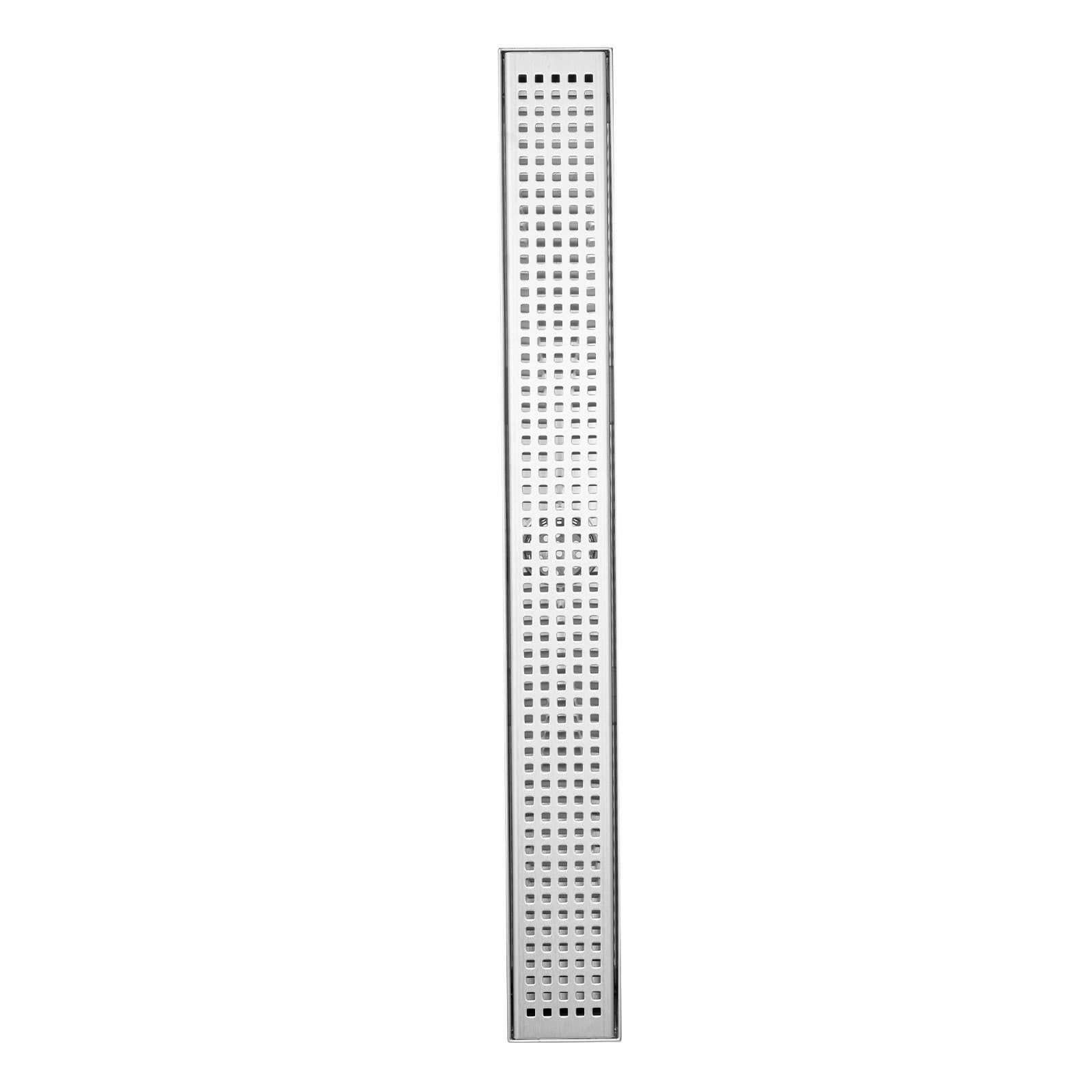 VEVOR 24Inch Linear Shower Drain with Square Pattern Grate,Brushed 304 Stainless Steel Rectangle Shower Floor Drain,Linear Drain with Leveling Feet,Hair Strainer Silver 
