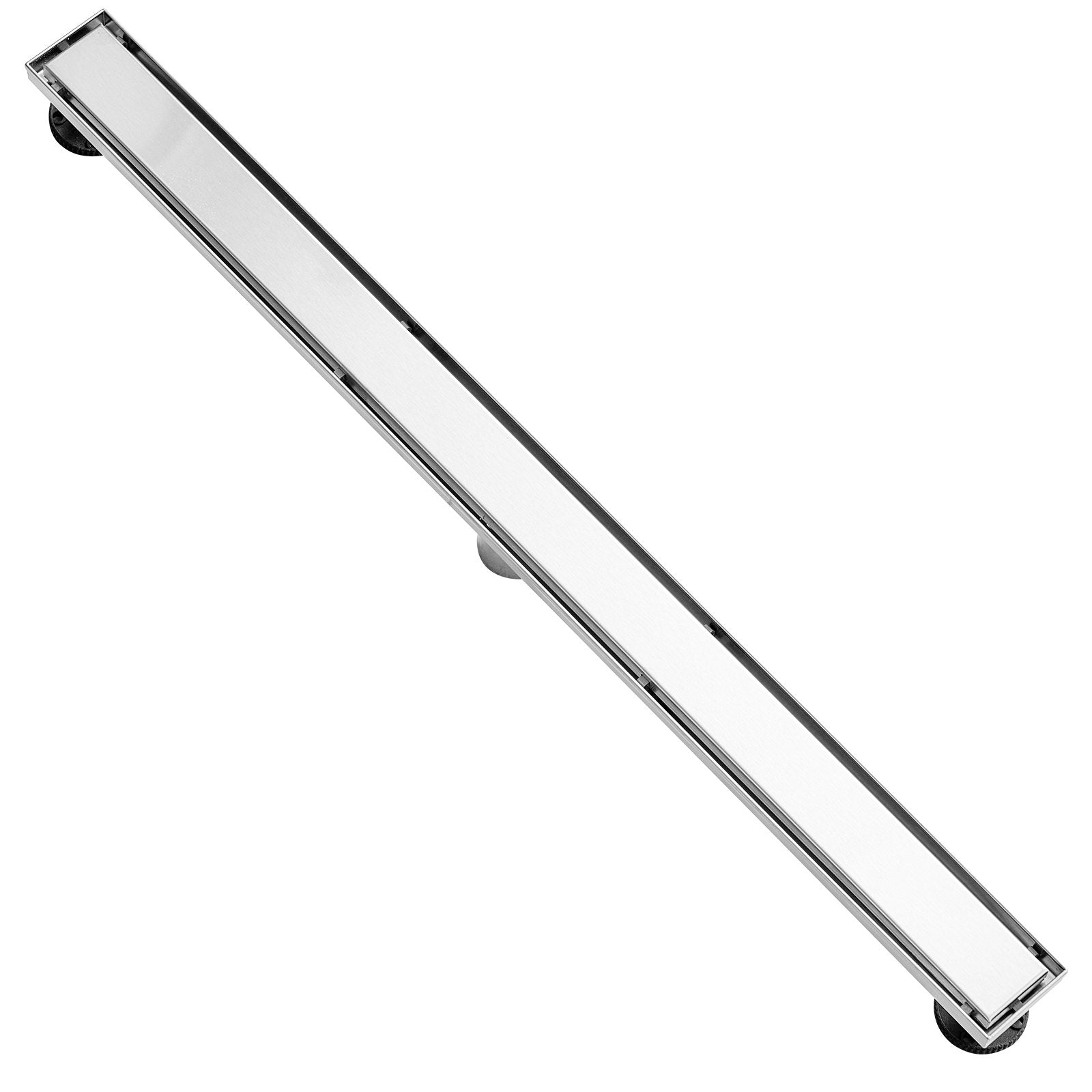 VEVOR 36Inch Linear Shower Drain Offset with Tile Insert Cover,Brushed 304 Stainless Steel Rectangle Shower Floor Drain,Linear Drain with Leveling Feet,Hair Strainer Silver 