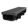 Trench Drain 12-Pack Linear Drainage Channel System with Grates & End Caps | HDPE Outdoor Drain for Driveways, Patios, Pools & Gardens