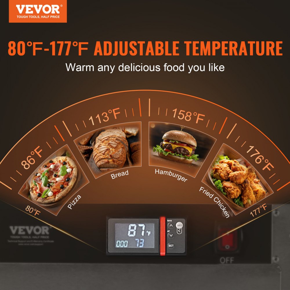 VEVOR Hot Box Food Warmer 4-Tier Concession Warming Cabinet with Water Tray 