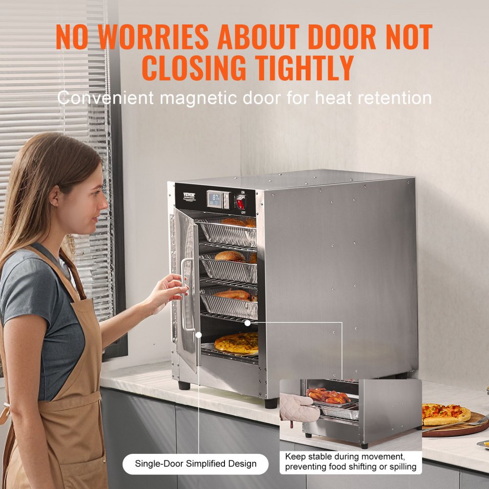 VEVOR Hot Box Food Warmer 4-Tier Concession Warming Cabinet with Water Tray 