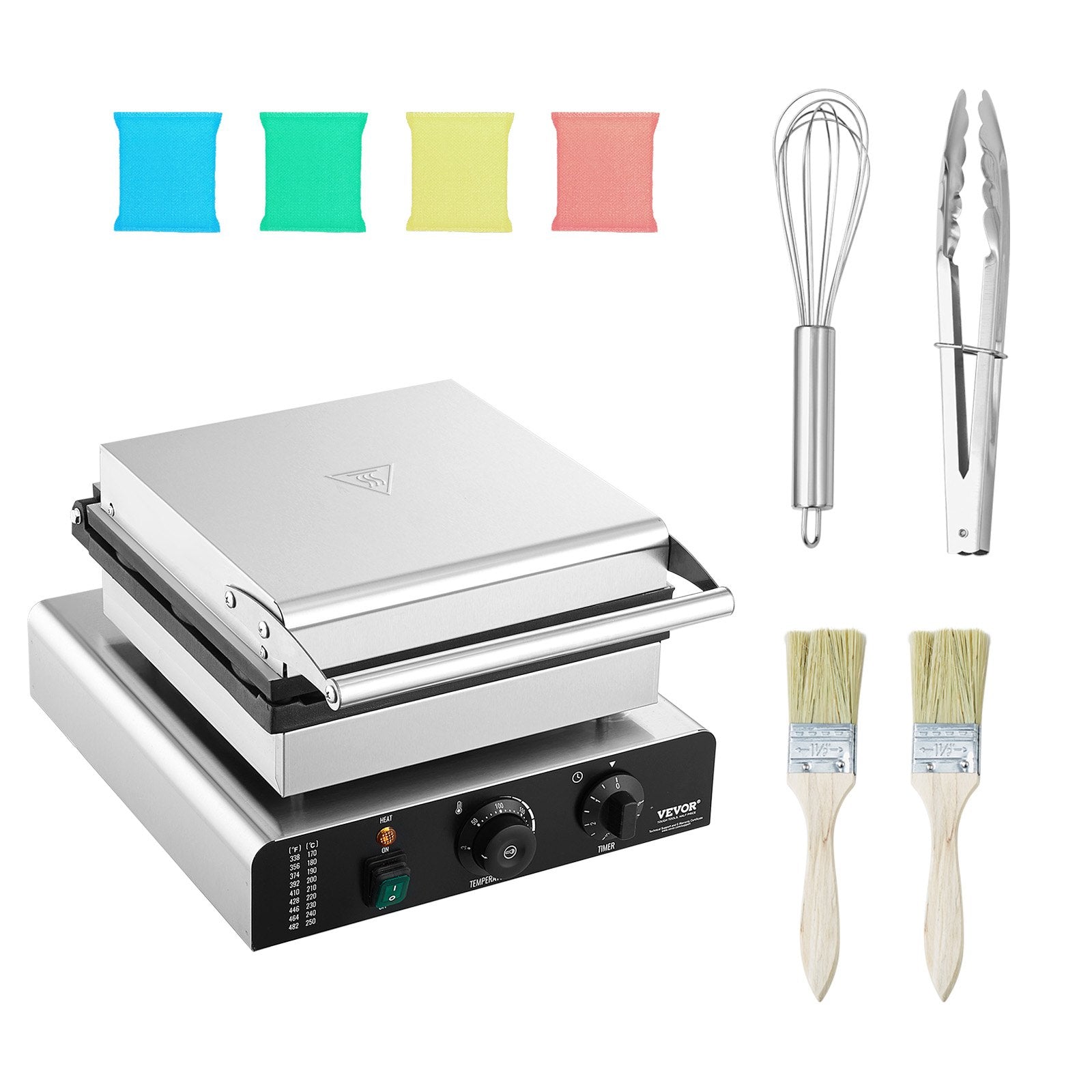 VEVOR Electric Donut Maker, 2000W Commercial Doughnut Machine with Non-stick Surface, 9 Holes Double-Sided Heating Waffle Machine Makes 9 Doughnuts, Temperature 122-572?, for Restaurant and Home Use 