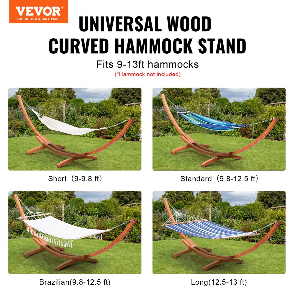 VEVOR Wooden Hammock Stand 475 lbs Capacity Hammock Frame Fits 9-13 ft Hammocks 