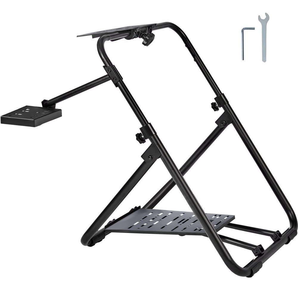 VEVOR Foldable Racing Steering Wheel Stand, Height Adjustable Universal Base Compatible with Logitech & Thrustmaster Racing Wheel and Pedal, Heavy-duty Frame Standard GT/Formula Seating Portable 