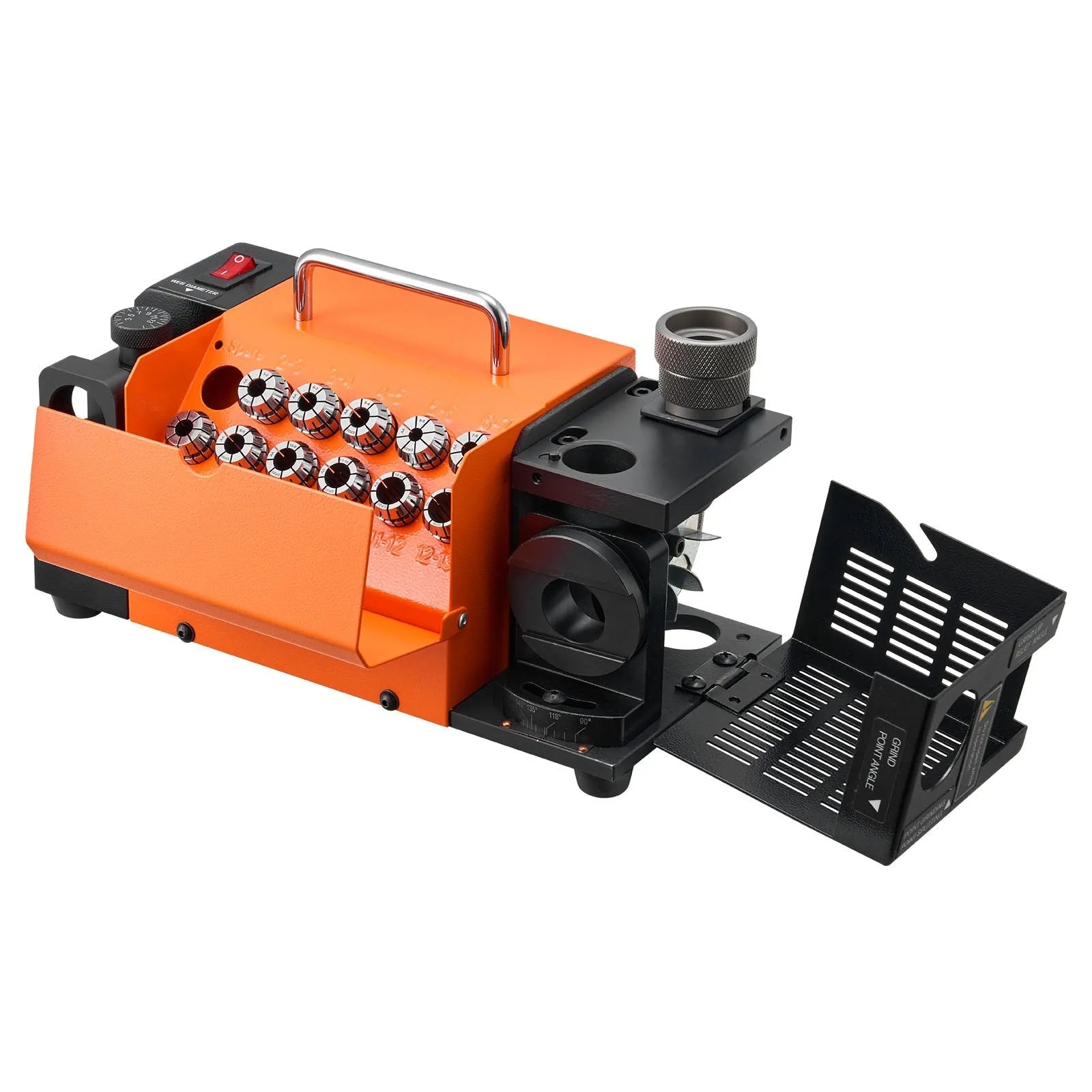 VEVOR Drill Bits Sharpener MR-13D, 3–13mm Professional Drill Bit Grinder with Adjustable Lip Relief Angle, Front Cutting Lip & 95°-135° Point Angle, 5800RPM Re-Sharpener with 11 Collets & CBN Wheel 