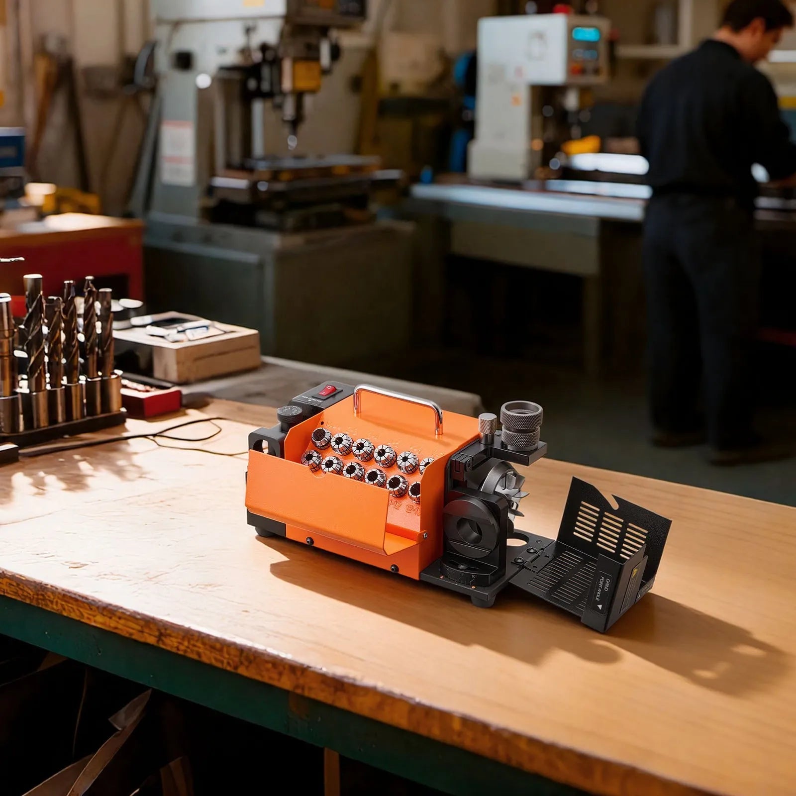 VEVOR Drill Bits Sharpener MR-13A, 3-15mm Drill Bit Grinder Sharpener with 95°-135° Adjustable Point Angle, 5800RPM High Speed Re-Sharpening Machine with 13 Collets & CBN Wheel for Workshops Garages 