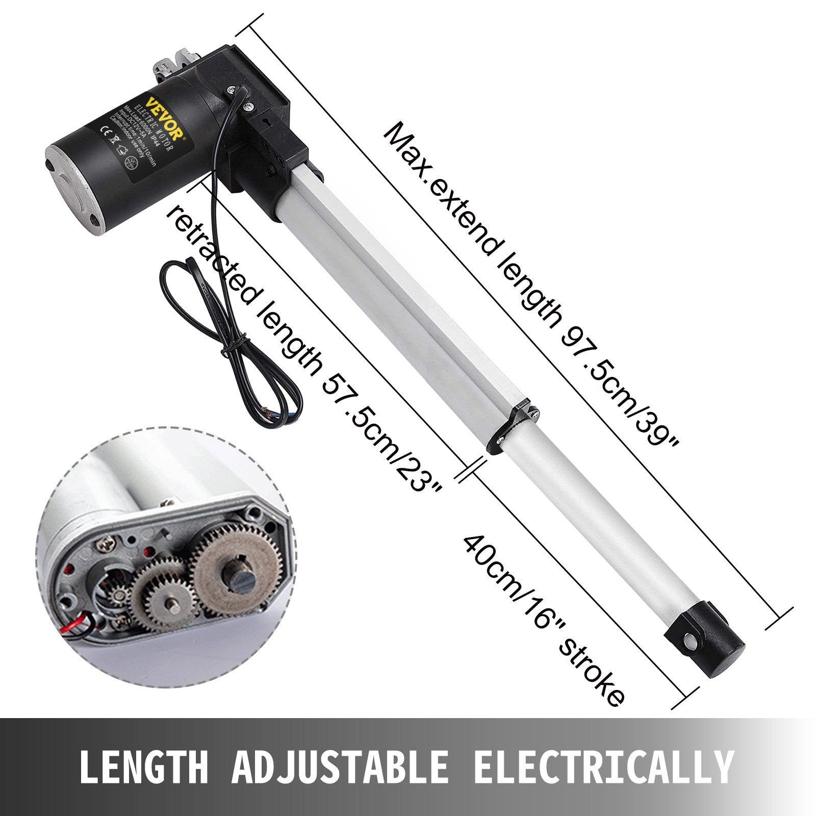 VEVOR 16 Inch Stroke Electric Actuators DC 12V with Mounting Bracket Heavy Duty 6000N/1320LB Actuators for Recliner TV Table Lift Massage Bed Electric Sofa 