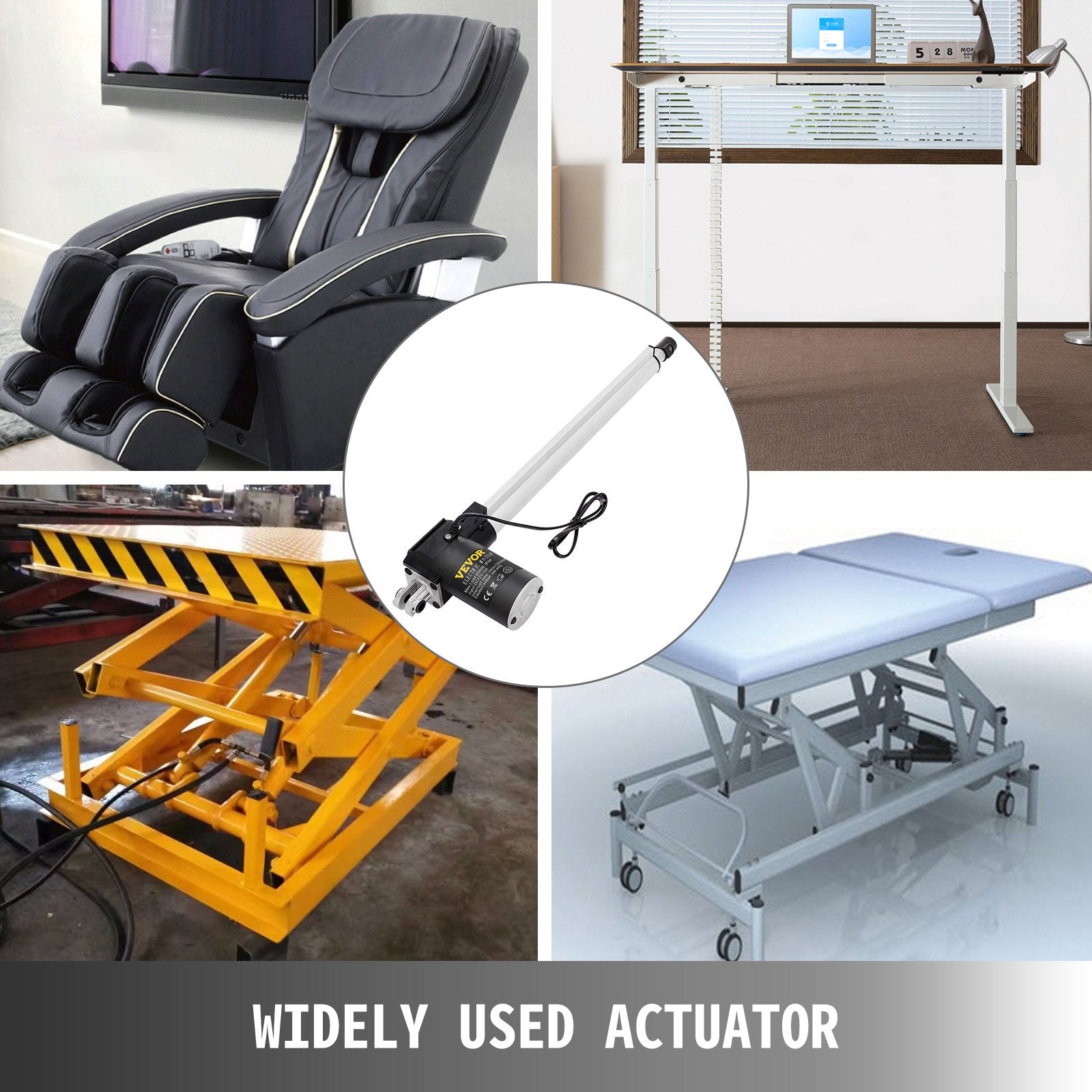 VEVOR 16 Inch Stroke Electric Actuators DC 12V with Mounting Bracket Heavy Duty 6000N/1320LB Actuators for Recliner TV Table Lift Massage Bed Electric Sofa 