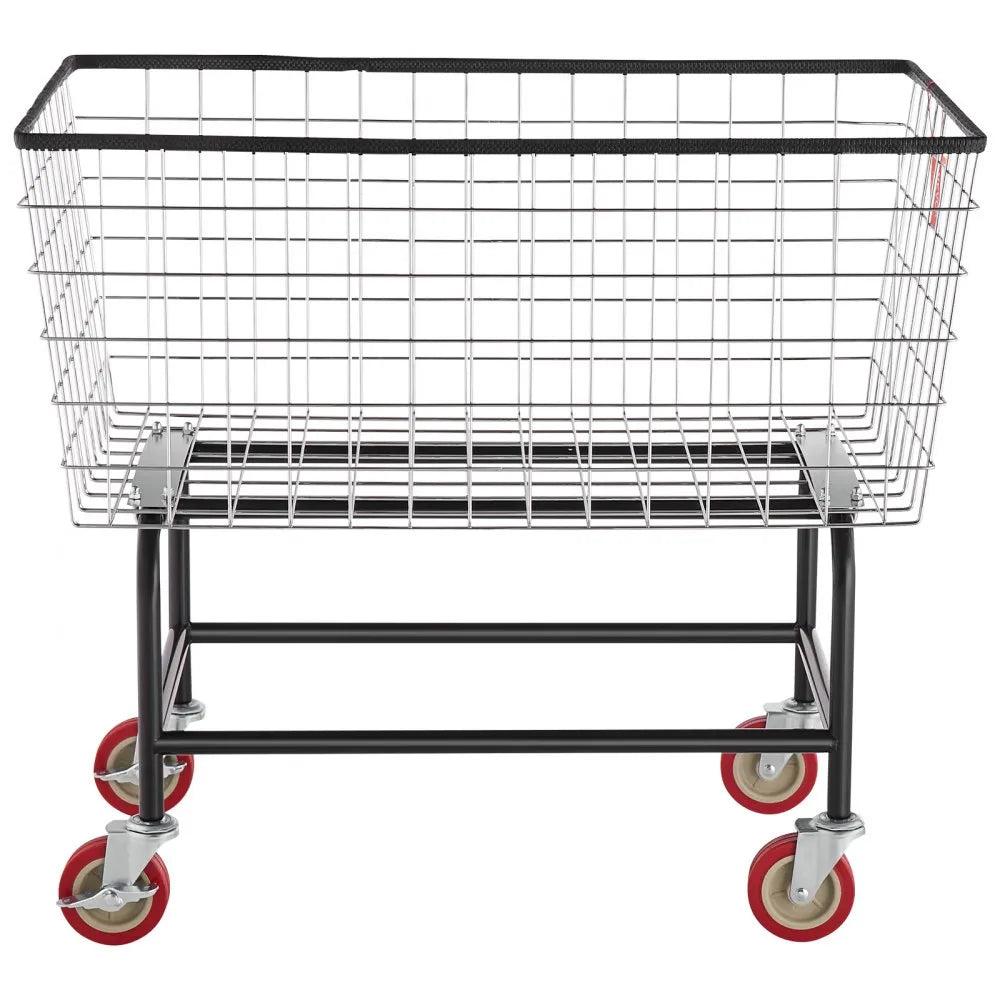 VEVOR Wire Laundry Cart, 4.5 Bushel Wire Laundry Basket with Wheels, 35\'\'x15.7\'\'x22\'\' Commercial Wire Laundry Basket Cart, Steel Frame with Chrome Finish, 5\'\' Casters, Wire Basket Cart for Lau