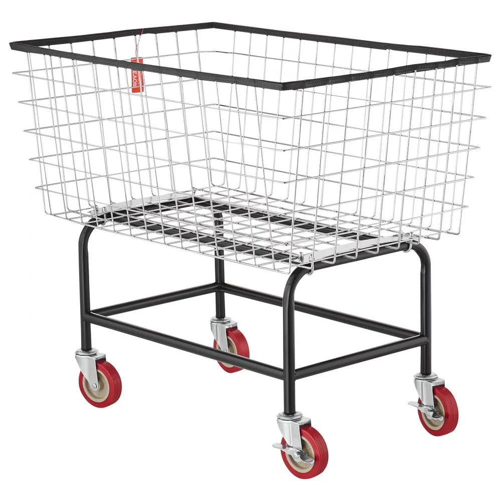 VEVOR Wire Laundry Cart, 4.5 Bushel Wire Laundry Basket with Wheels, 35\'\'x15.7\'\'x22\'\' Commercial Wire Laundry Basket Cart, Steel Frame with Chrome Finish, 5\'\' Casters, Wire Basket Cart for Lau