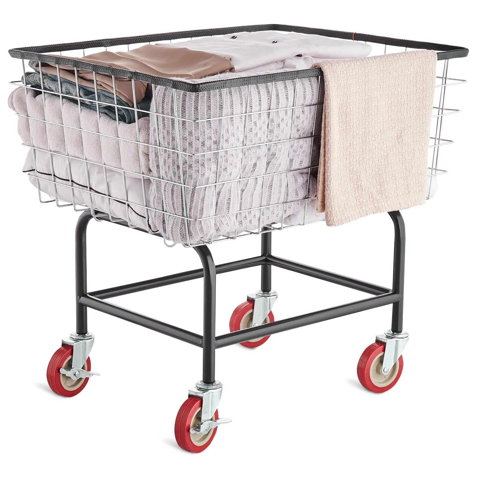 VEVOR Wire Laundry Cart, 2.5 Bushel Wire Laundry Basket with Wheels, 20''x15.7''x26'' Commercial Wire Laundry Basket Cart, Steel Frame with Chrome Finish, 4inch Casters, Wire Basket Cart For Laundry