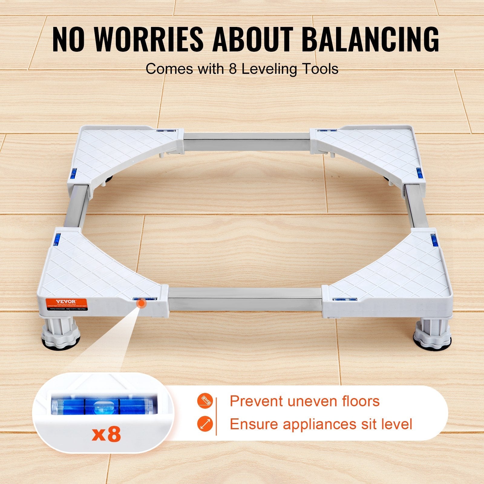 VEVOR Mini Fridge Stand Universal Laundry Pedestal, Adjustable Refrigerator Stand with 4 Strong Feet, Washing Machine Multi-Functional Base for Washer And Dryer, 16.3"-27.2"W Expandable 