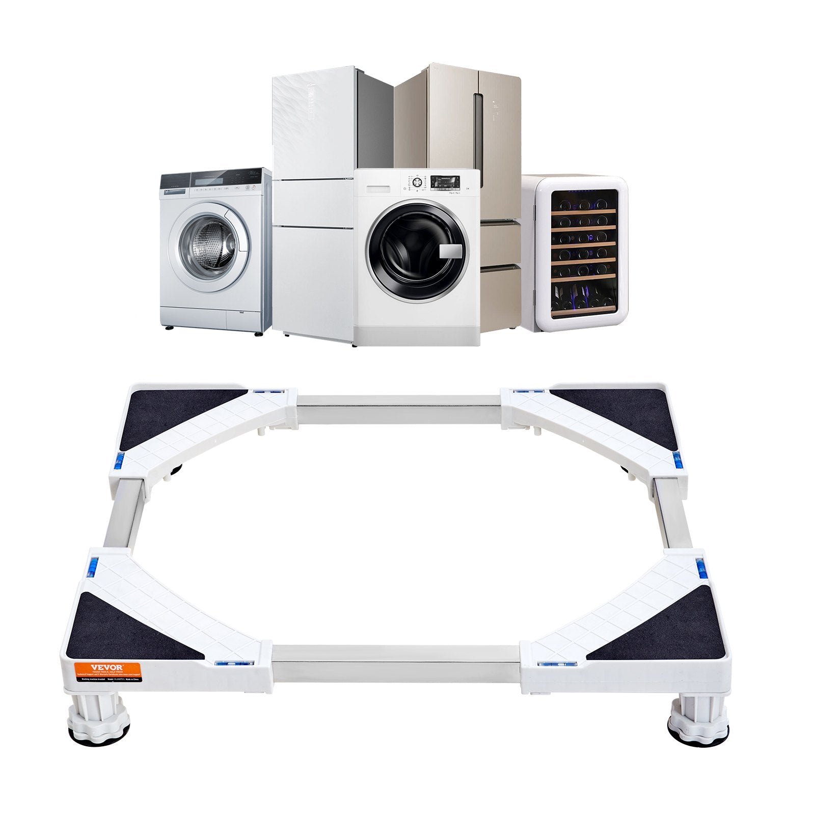 VEVOR Mini Fridge Stand Universal Laundry Pedestal, Adjustable Refrigerator Stand with 4 Strong Feet, Washing Machine Multi-Functional Base for Washer And Dryer, 16.3"-27.2"W Expandable 