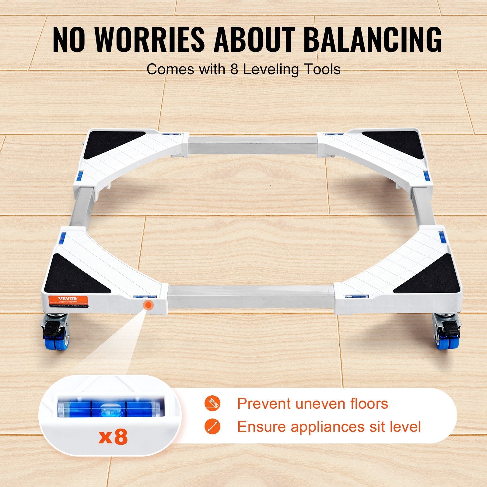 VEVOR Mini Fridge Stand Universal Laundry Pedestal, Adjustable Refrigerator Stand with Smooth Casters, Washing Machine Pedestal Multi-Functional Base for Washer And Dryer, 15"-24.2"W Expandable 
