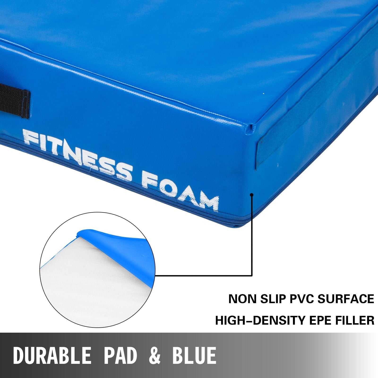 VEVOR 6 inch Barbell Crash Cushion Pads, Weightlifting Protector Falling Pads,Red/Blue/Black Cushioned Foam Mat,for Olympic Weightlifting,One Pair (Blue) 