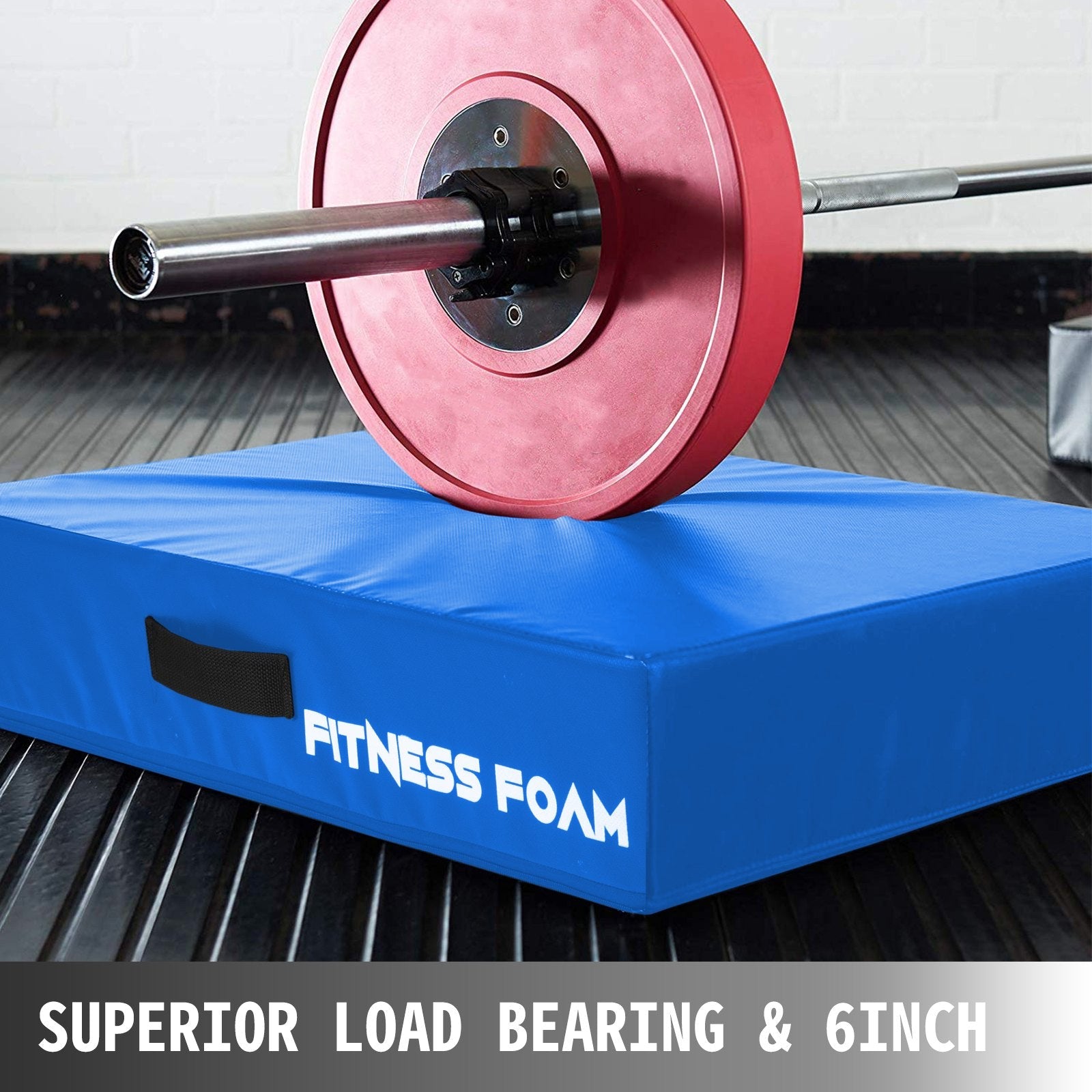 VEVOR 6 inch Barbell Crash Cushion Pads, Weightlifting Protector Falling Pads,Red/Blue/Black Cushioned Foam Mat,for Olympic Weightlifting,One Pair (Blue) 
