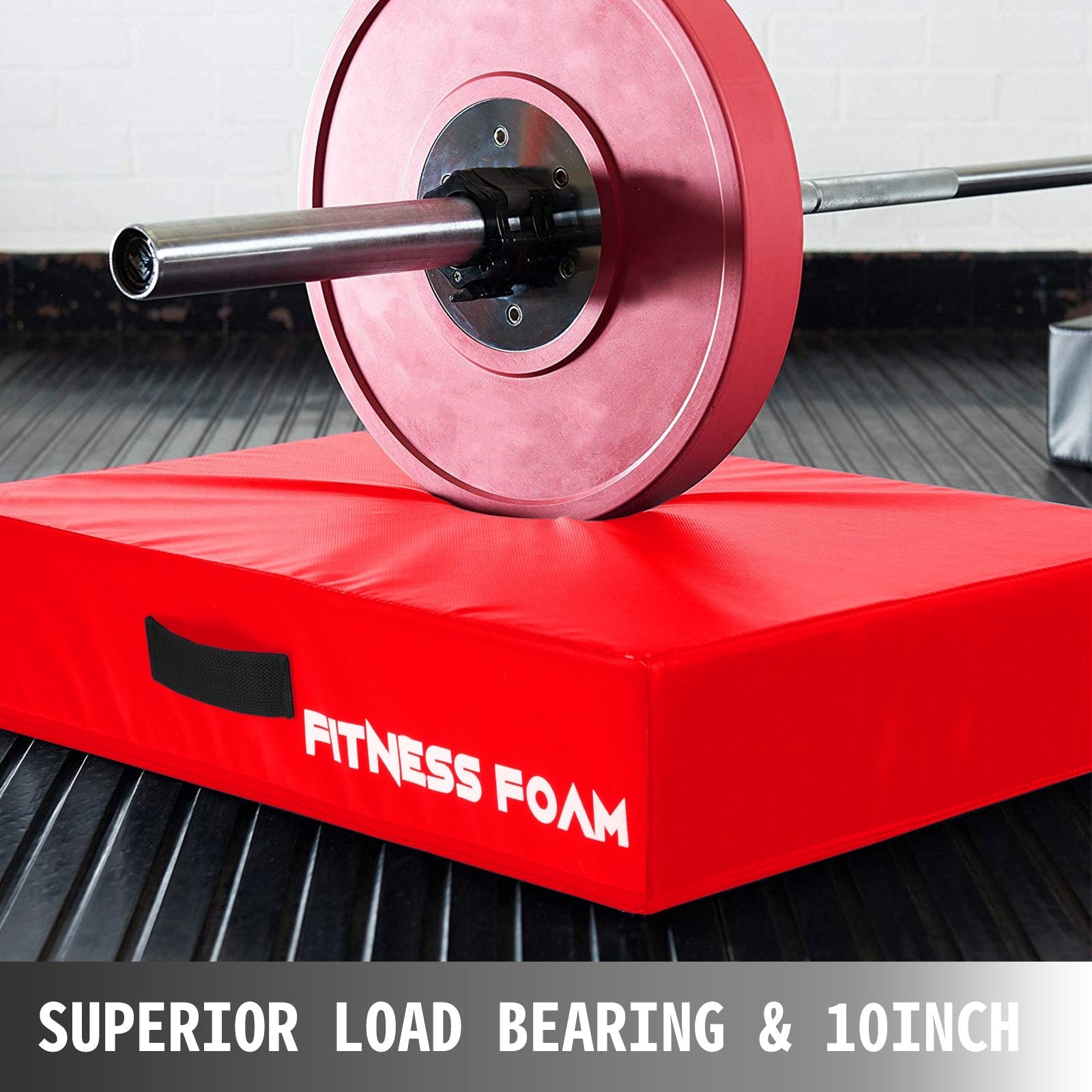 10inch Barbell Crash Cushion Pads, Weightlifting Protector Falling Pads, Black & Red Cushioned Foam Mat, for Olympic Weightlifting One Pair 
