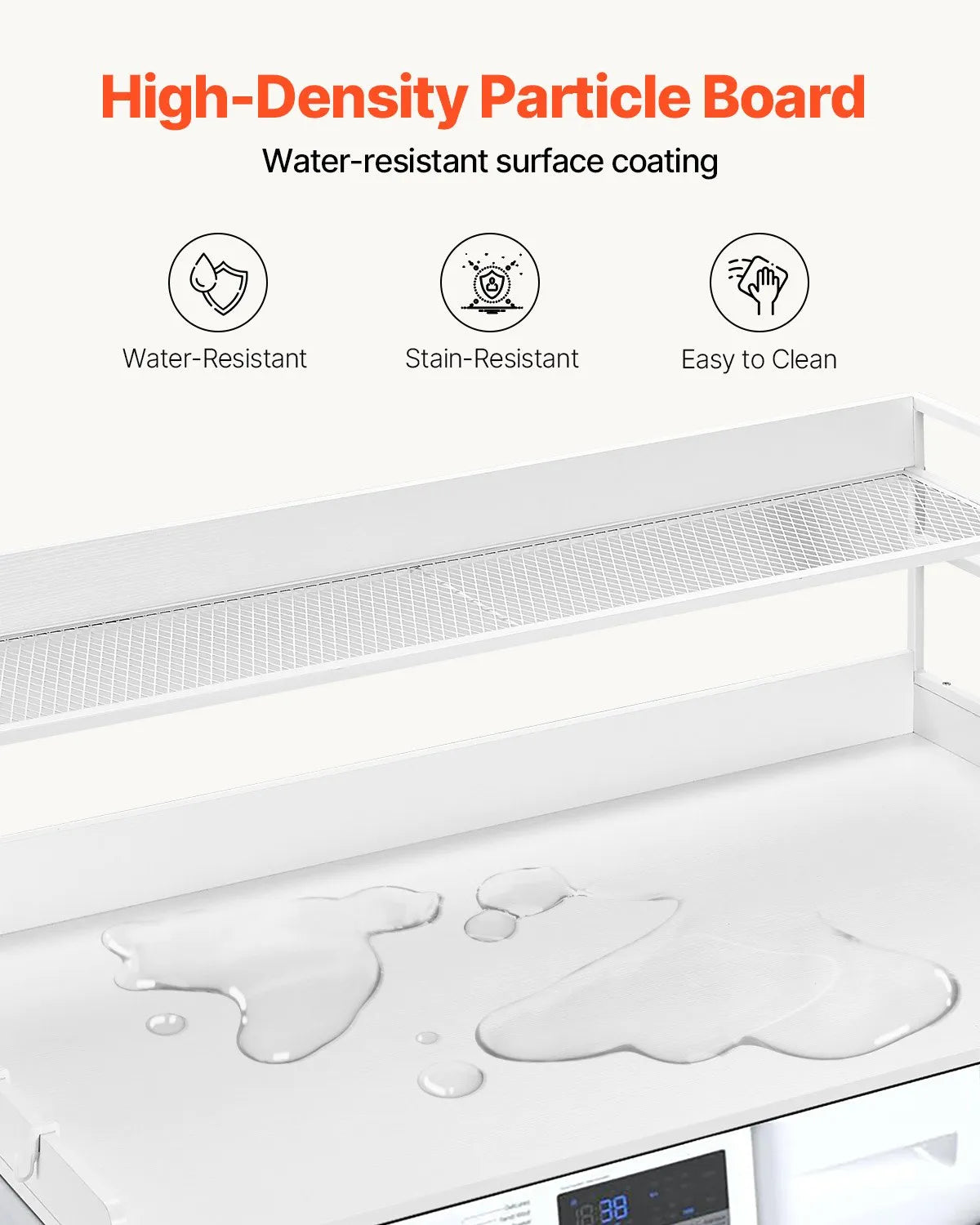 VEVOR Washer Dryer Countertop with Shelf 54"x27" Wooden Washer Dryer Cover White