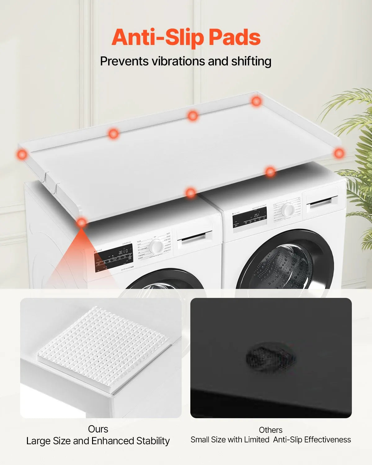 VEVOR Washer Dryer Countertop 54" x 27" Wooden Washer and Dryer Topper White