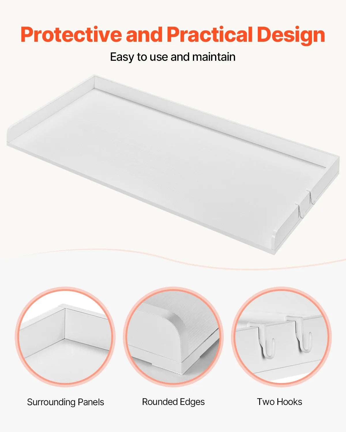 VEVOR Washer Dryer Countertop 54" x 27" Wooden Washer and Dryer Topper White