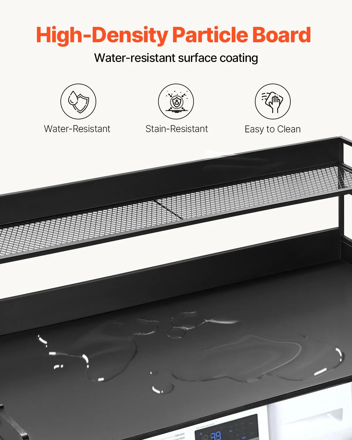 VEVOR Washer Dryer Countertop with Shelf 54"x27" Wooden Washer Dryer Cover Black