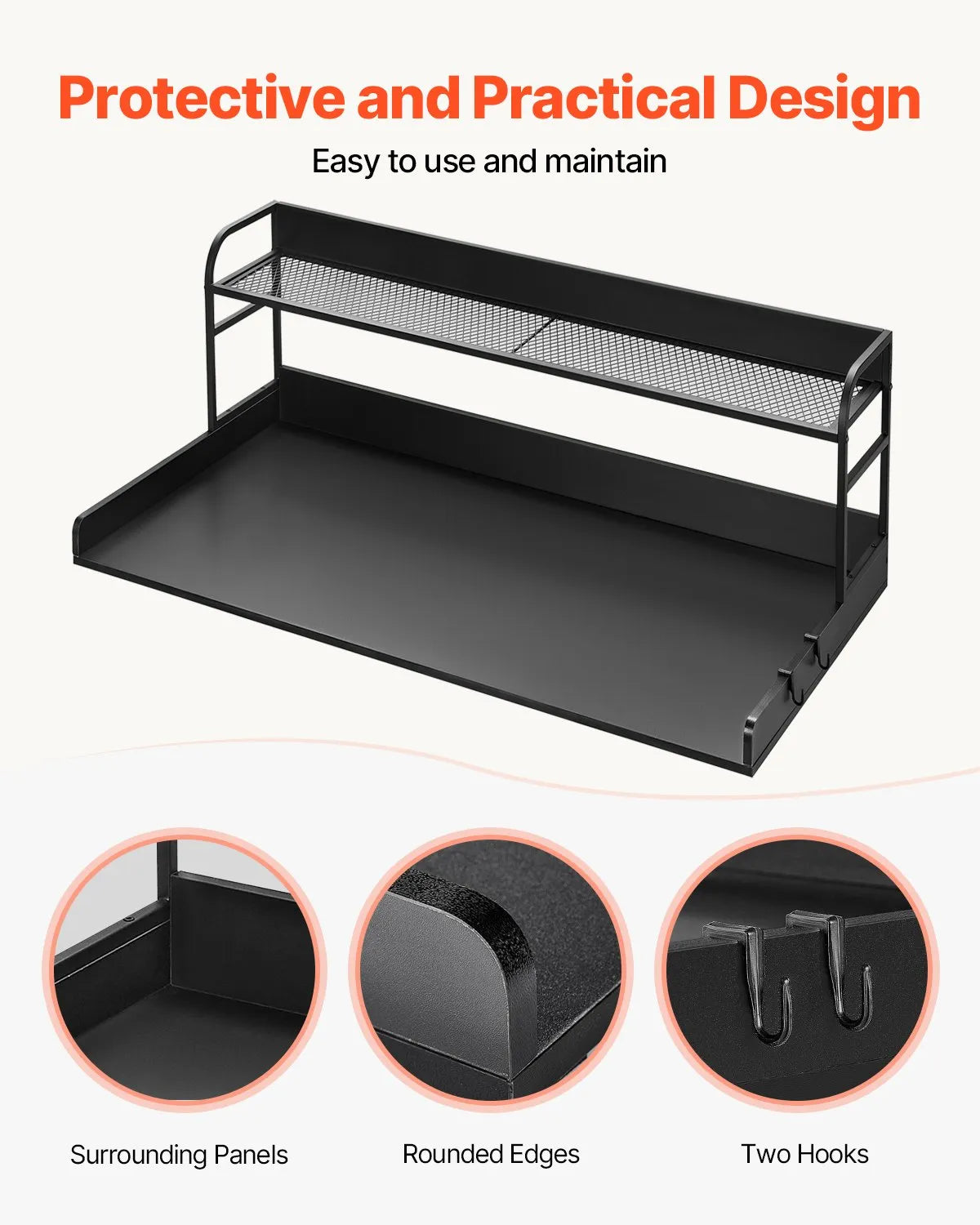 VEVOR Washer Dryer Countertop with Shelf 54"x27" Wooden Washer Dryer Cover Black