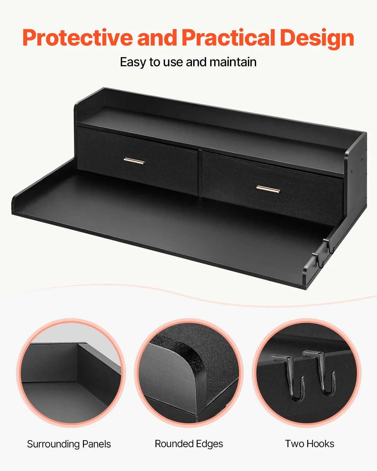 VEVOR Washer Dryer Countertop 54x27" Laundry Topper Cover with 2 Drawers & Shelf