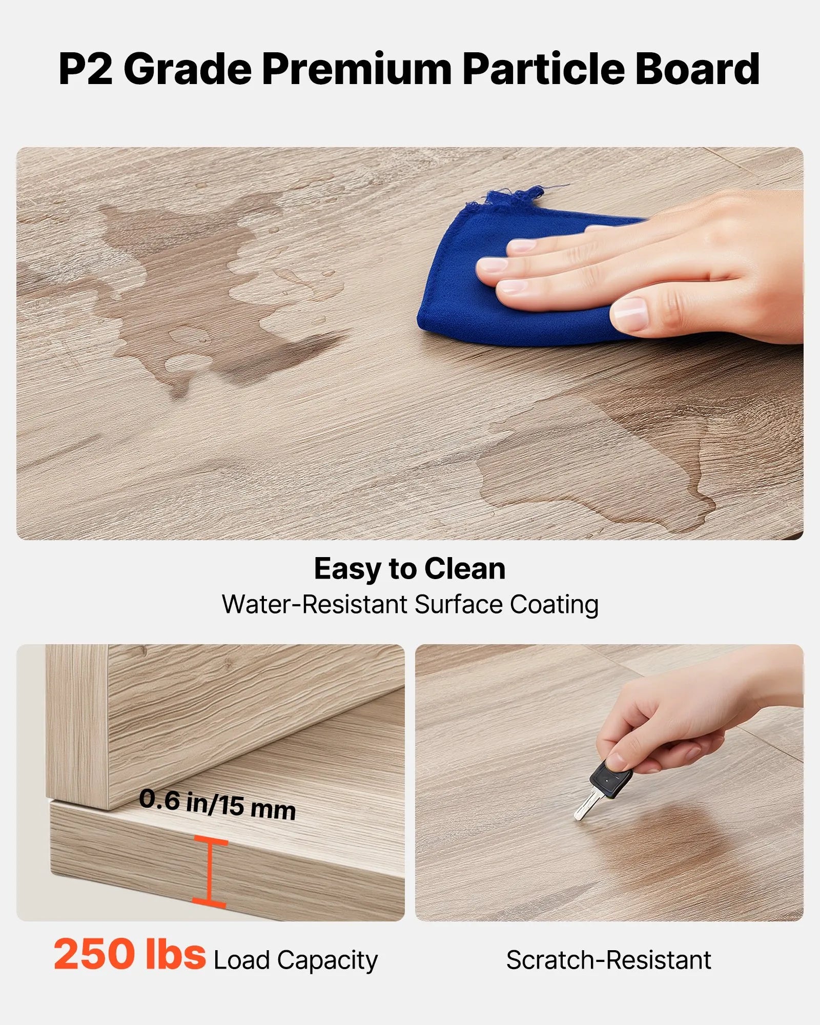 Washer Dryer Countertop 54" x 27.5", Wooden Laundry Topper with Raised Edge & Hooks, Water-Resistant Oak Storage Shelf