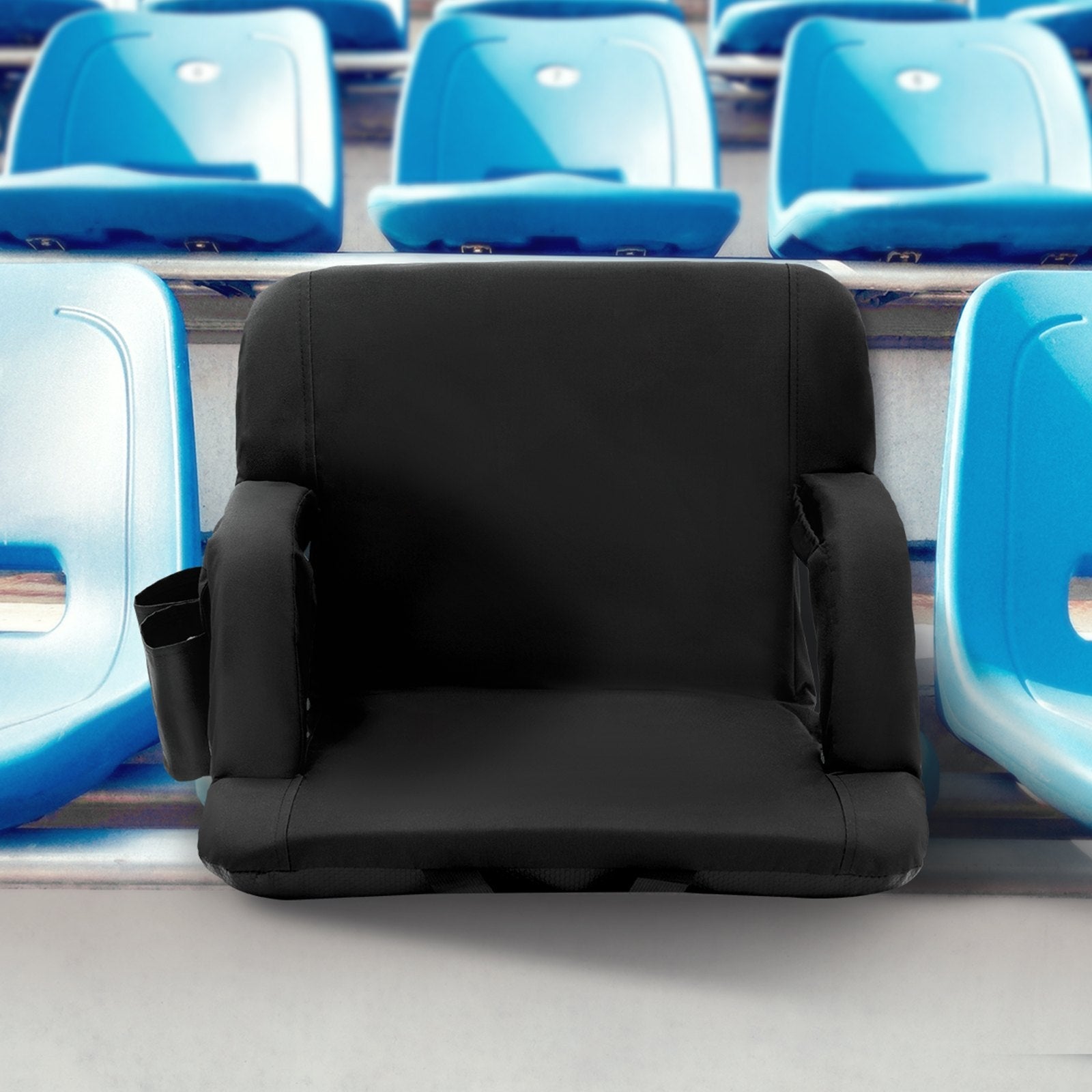 VEVOR Stadium Seat with Back Support, Wide Bleacher Seat Back, Folding Padded Cushion Stadium Chair, Portable Reclining Chair with Hook Pocket Cupholder, Ideal for Sport Event Beach Camping Concert 