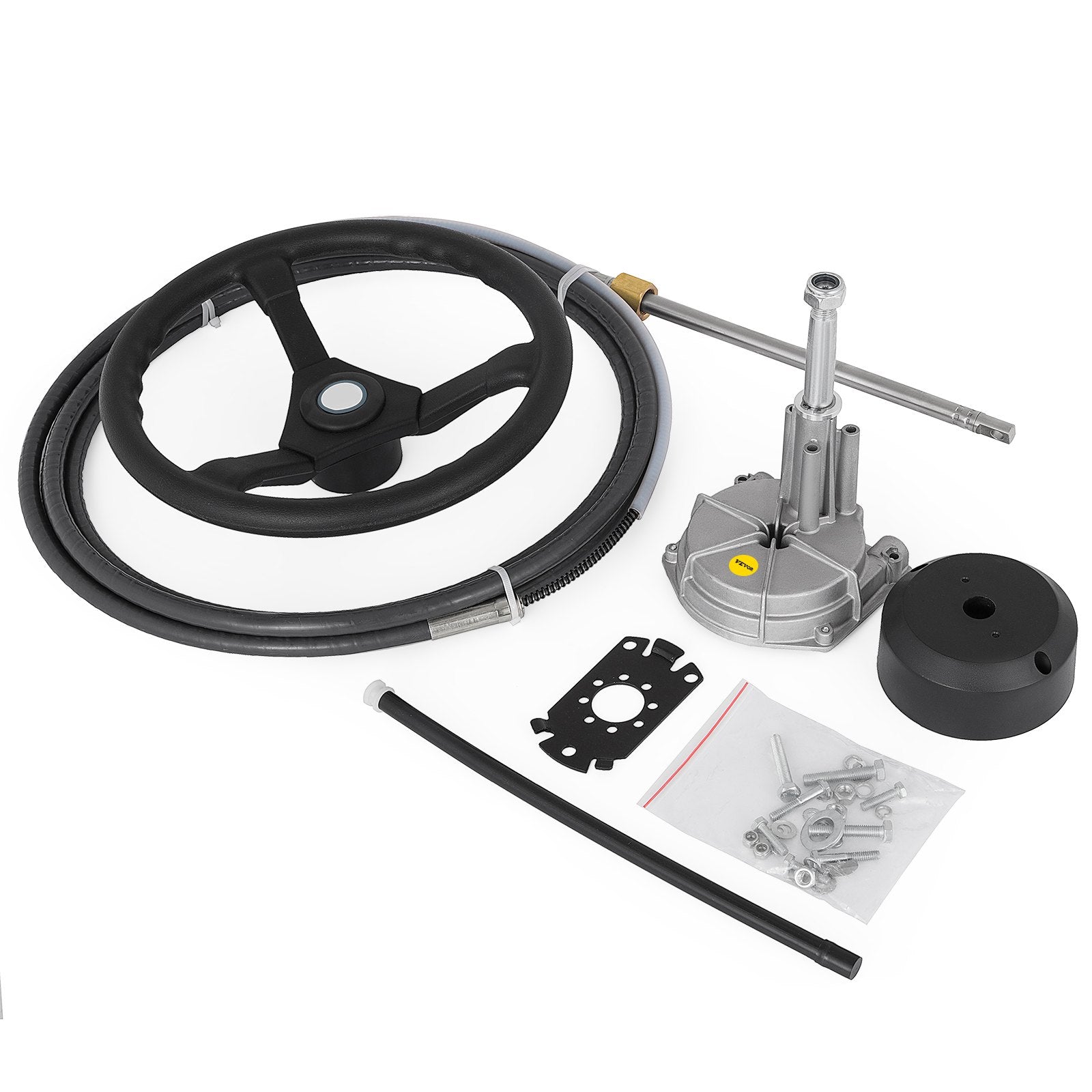 VEVOR Outboard Steering System 12' Outboard Steering System with 13" Wheel Durable Marine Steering System Boat Steering Cable 
