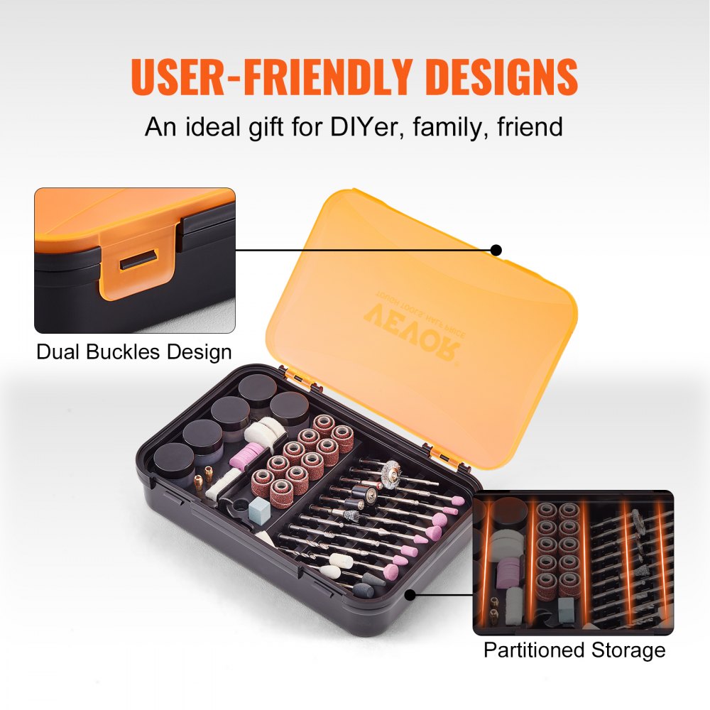 VEVOR Rotary Tool Accessories Kit 357PCS, 1/8" Diameter Shank Power Rotary Tool Accessories Set, Universal Fitment Electric Tool Accessories for Carving, Sanding, Cutting, Drilling, Cleaning, Grinding 