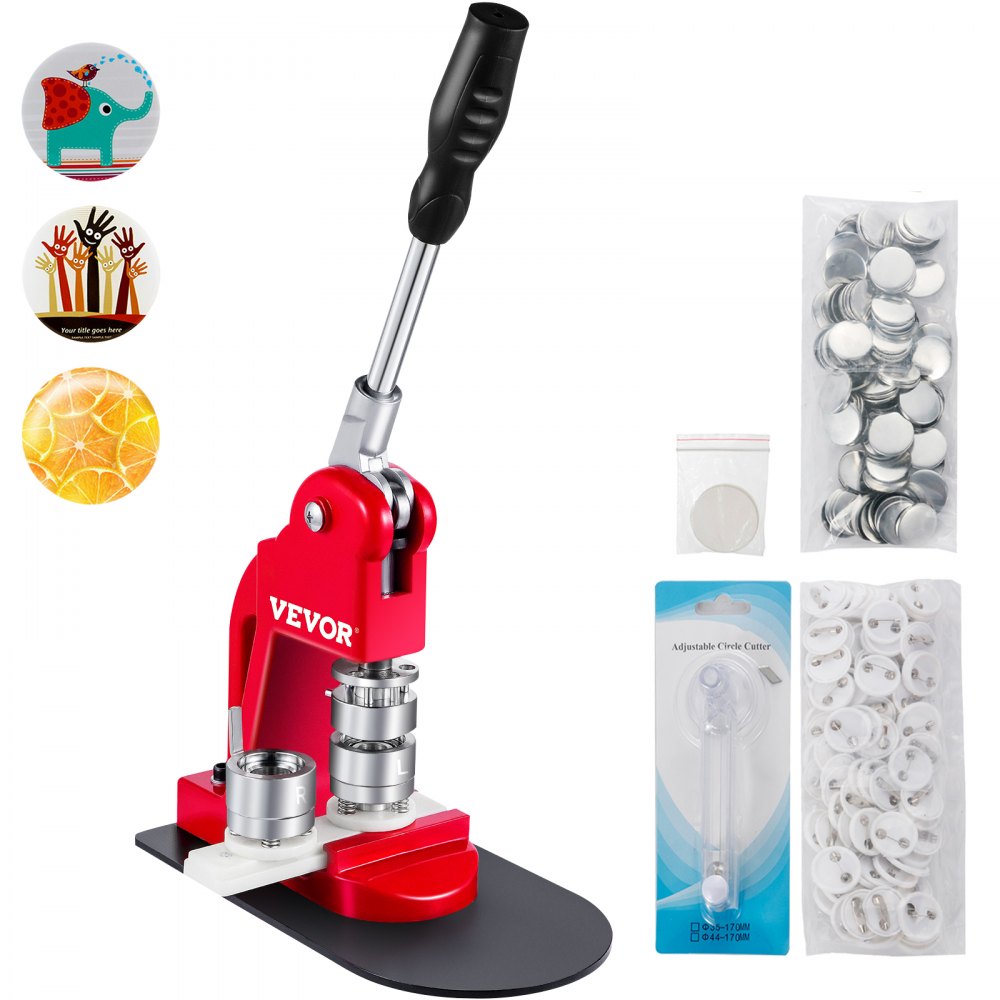 VEVOR Button Maker 1 inch Button Badge Maker 25mm Pins Punch Press Machine 499 pcs Free Button Parts + Circle Cutter (25mm 499pcs) for Halloween 