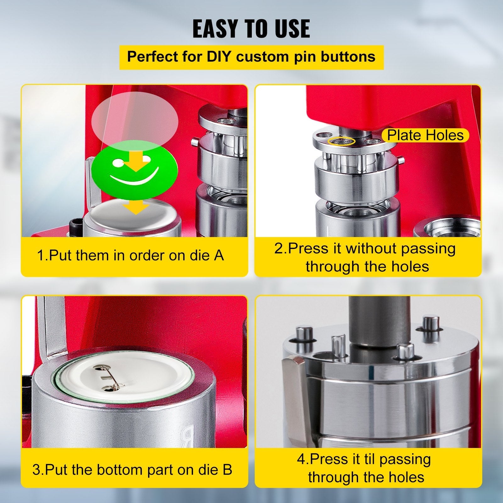 VEVOR Button Badge Maker Machine 25mm?1 in?DIY Pin Button Maker Machine with1000 Pcs Button Parts & Circle Cutter Installation-Free Button Press Kit for Idol, JK, School,Kids 
