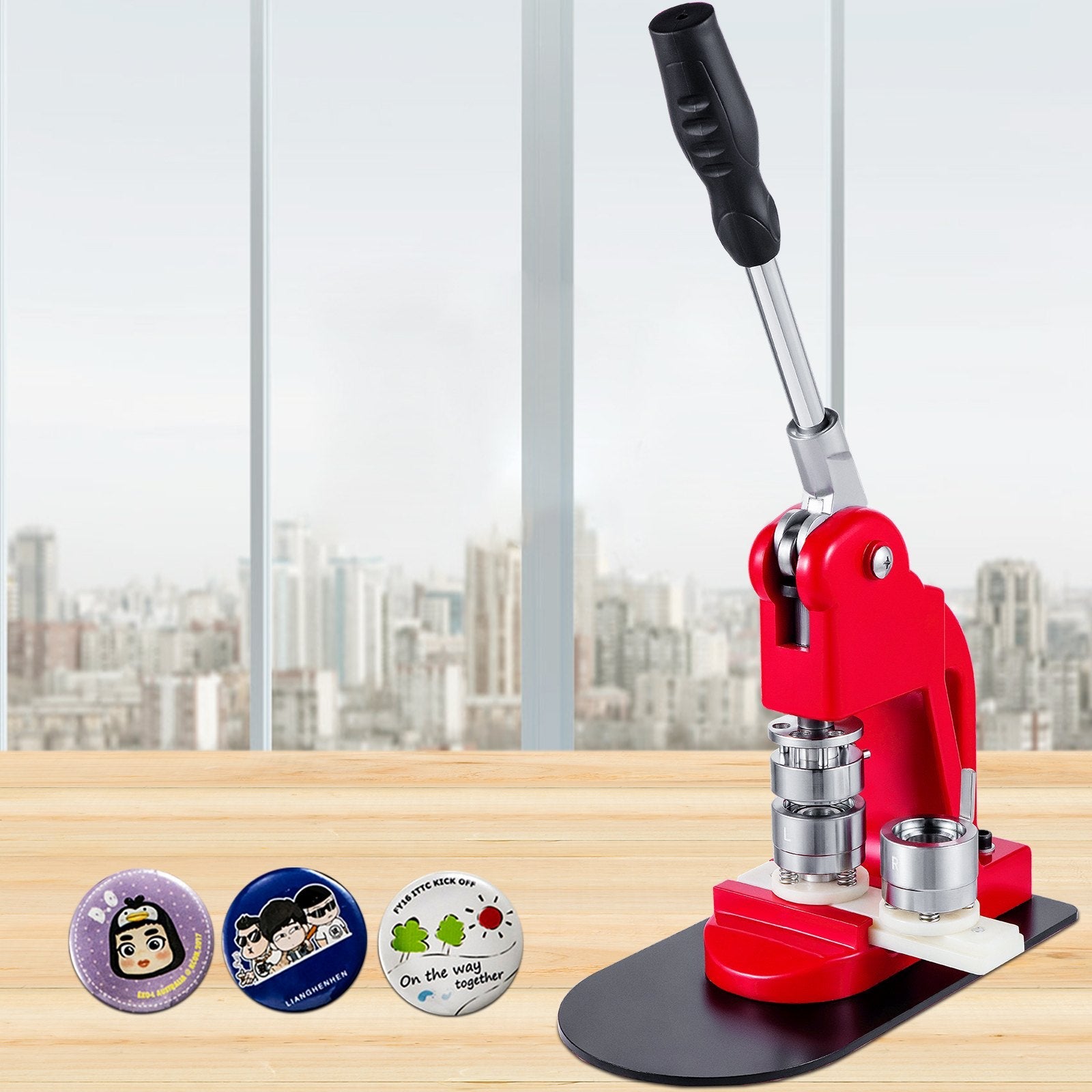 VEVOR Button Badge Maker Machine 25mm?1 in?DIY Pin Button Maker Machine with1000 Pcs Button Parts & Circle Cutter Installation-Free Button Press Kit for Idol, JK, School,Kids 